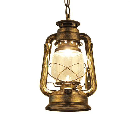 Industrial Clear Glass Pendant Ceiling Light For Coffee Shop - Black/Bronze/Antique Brass Finish