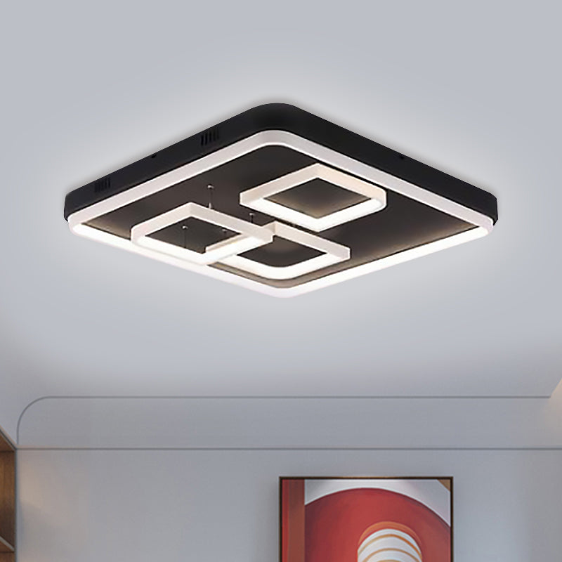 Square Acrylic Led Ceiling Light Fixture - 16.5/20.5/24.5 Wide Modern Semi Mount Warm/White Black