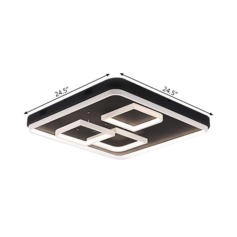 Square Acrylic Led Ceiling Light Fixture - 16.5/20.5/24.5 Wide Modern Semi Mount Warm/White Black