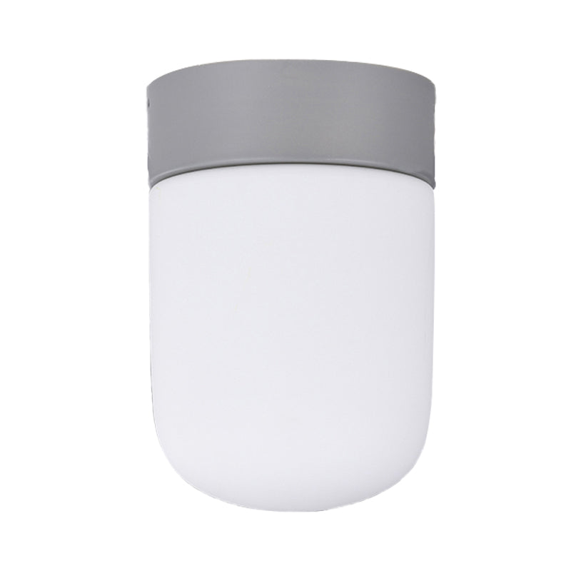 Modernist Metal & Frosted Glass Flush Mount Light - Pink/Gray Ceiling Lighting