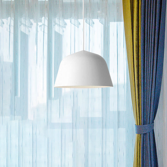 Nordic Style Dome Hanging Shade Ceiling 1 Light Metal Pendant Lamp In Black/Green For Bedroom