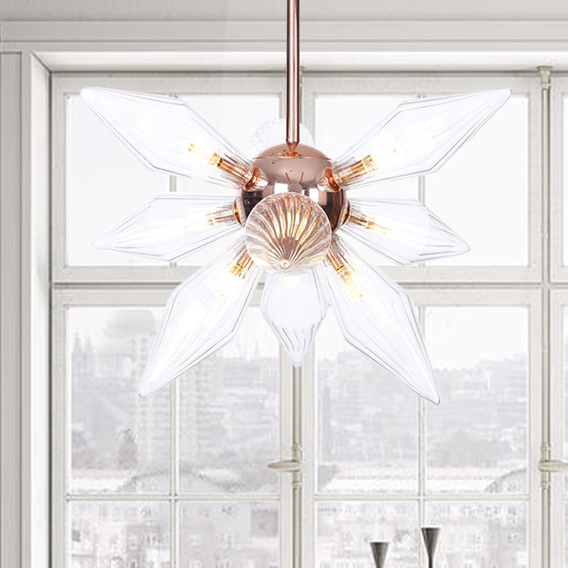 Sputnik Clear/Amber Glass Chandelier - 9/12/15 Bulbs Brass/Copper Finish Living Room Lighting