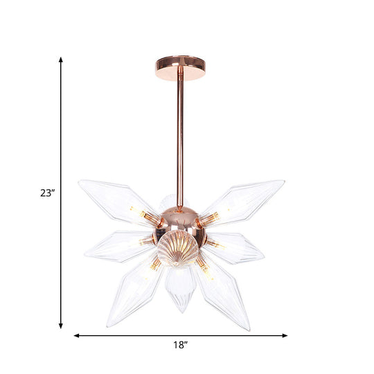 Sputnik Clear/Amber Glass Chandelier - 9/12/15 Bulbs Brass/Copper Finish Living Room Lighting