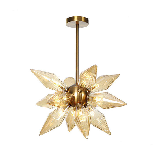 Sputnik Clear/Amber Glass Chandelier - 9/12/15 Bulbs Brass/Copper Finish Living Room Lighting