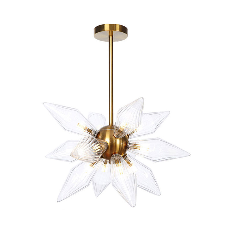 Sputnik Clear/Amber Glass Chandelier - 9/12/15 Bulbs Brass/Copper Finish Living Room Lighting