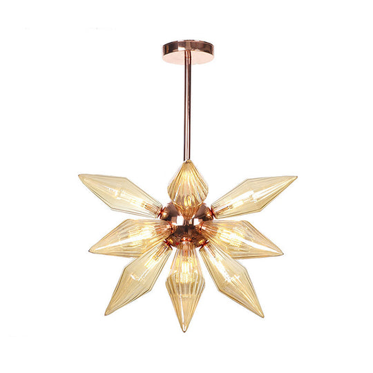 Sputnik Clear/Amber Glass Chandelier - 9/12/15 Bulbs Brass/Copper Finish Living Room Lighting