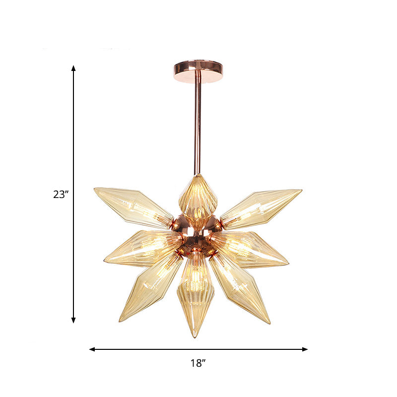 Sputnik Clear/Amber Glass Chandelier - 9/12/15 Bulbs Brass/Copper Finish Living Room Lighting