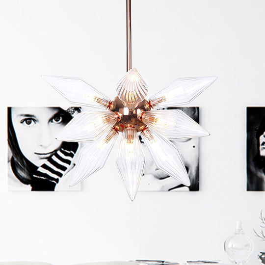 Sputnik Clear/Amber Glass Chandelier - 9/12/15 Bulbs Brass/Copper Finish Living Room Lighting