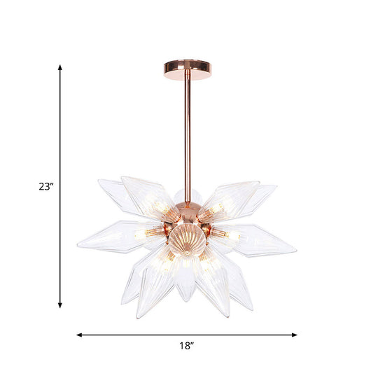 Sputnik Clear/Amber Glass Chandelier - 9/12/15 Bulbs Brass/Copper Finish Living Room Lighting