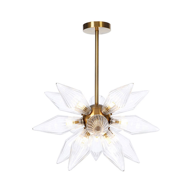 Sputnik Clear/Amber Glass Chandelier - 9/12/15 Bulbs Brass/Copper Finish Living Room Lighting