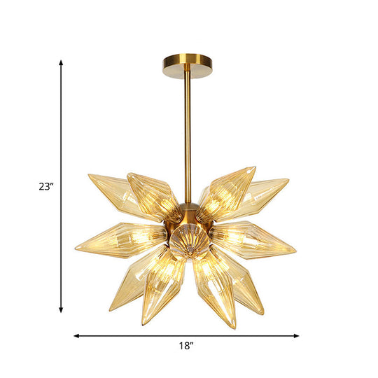 Sputnik Clear/Amber Glass Chandelier - 9/12/15 Bulbs Brass/Copper Finish Living Room Lighting