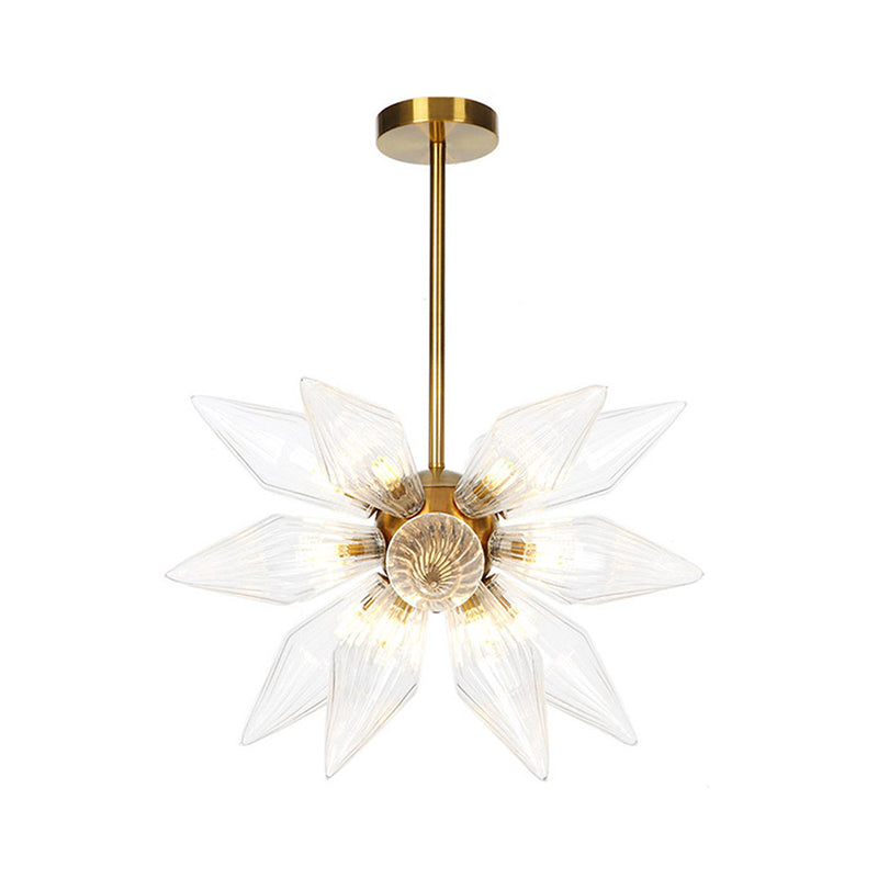 Sputnik Clear/Amber Glass Chandelier - 9/12/15 Bulbs Brass/Copper Finish Living Room Lighting