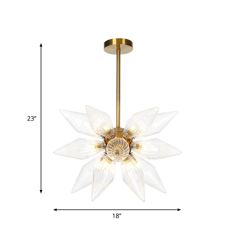 Sputnik Clear/Amber Glass Chandelier - 9/12/15 Bulbs Brass/Copper Finish Living Room Lighting