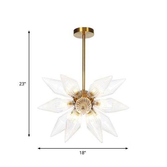 Sputnik Clear/Amber Glass Chandelier - 9/12/15 Bulbs Brass/Copper Finish Living Room Lighting