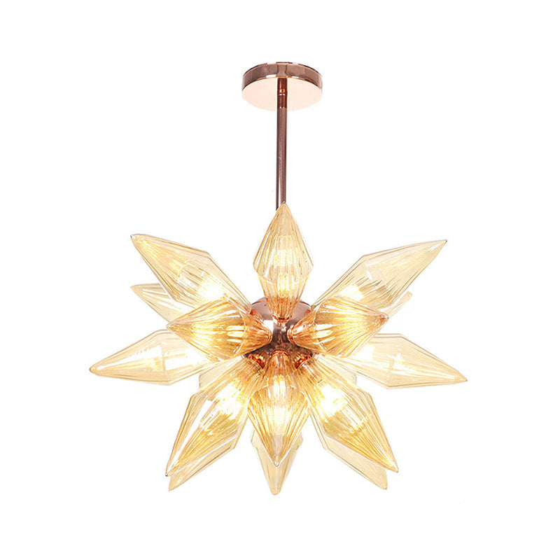 Sputnik Clear/Amber Glass Chandelier - 9/12/15 Bulbs Brass/Copper Finish Living Room Lighting