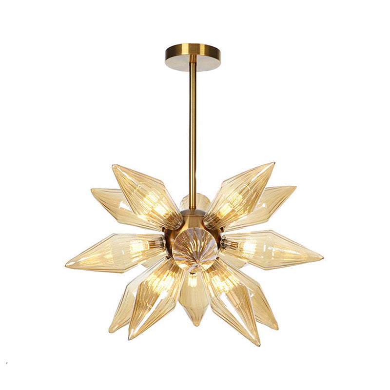 Sputnik Clear/Amber Glass Chandelier - 9/12/15 Bulbs Brass/Copper Finish Living Room Lighting