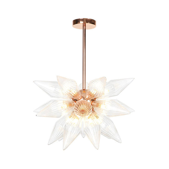 Sputnik Clear/Amber Glass Chandelier - 9/12/15 Bulbs Brass/Copper Finish Living Room Lighting