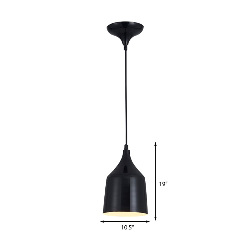 Contemporary Metal Bell Ceiling Hanging Light - Adjustable Cord White/Black 6/8/10.5 Dia 1