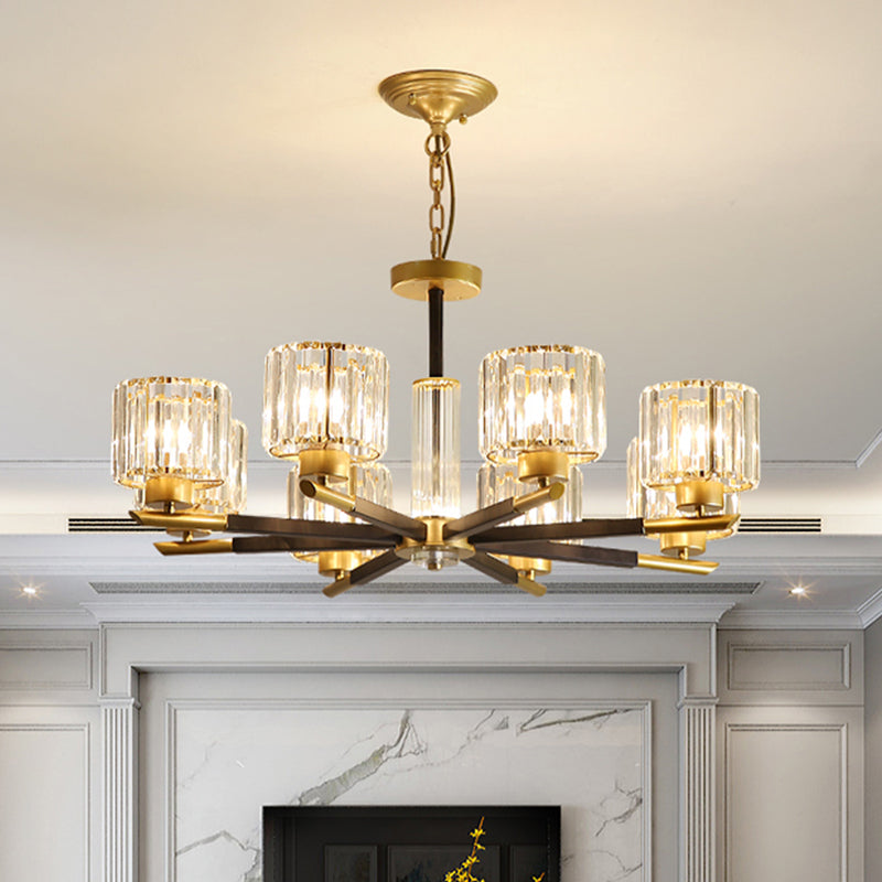 Modern Clear Crystal Pendant Chandelier - 8/10 Bulbs Radial Design