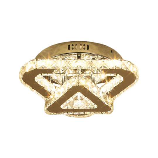 Contemporary Stainless - Steel Led Semi Flush Mount Ceiling Lamp With Clear Crystal Blocks
