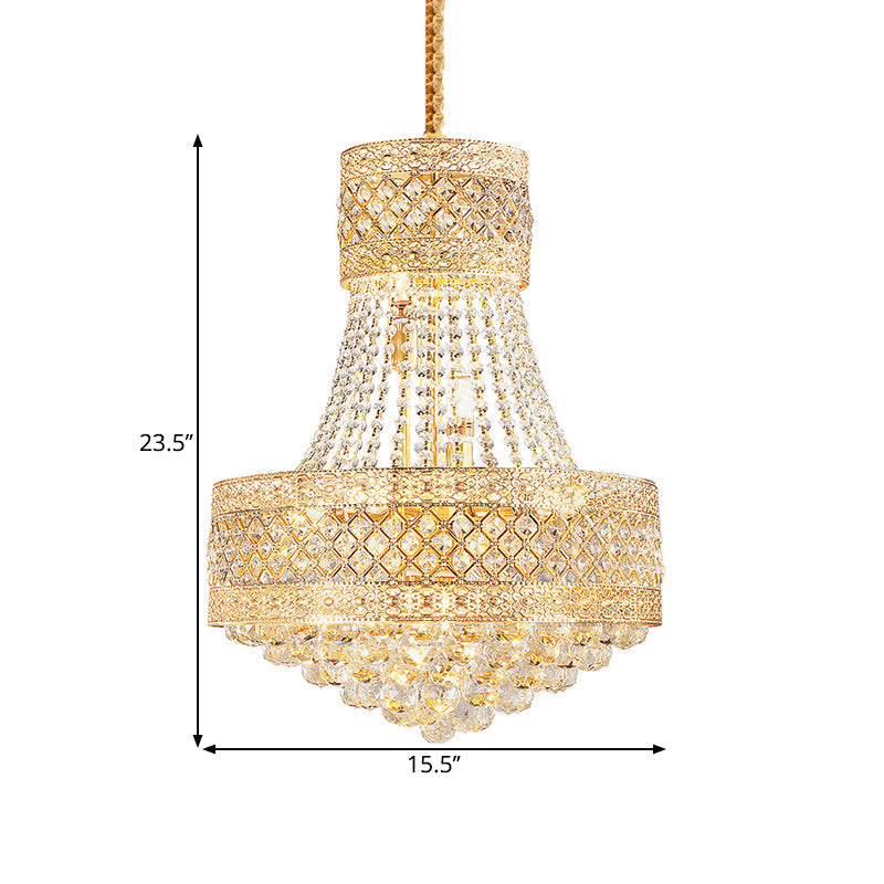 Contemporary Drum Octagon Crystal Ceiling Pendant Chandelier - 3/5 Lights Gold 12/15.5 Wide