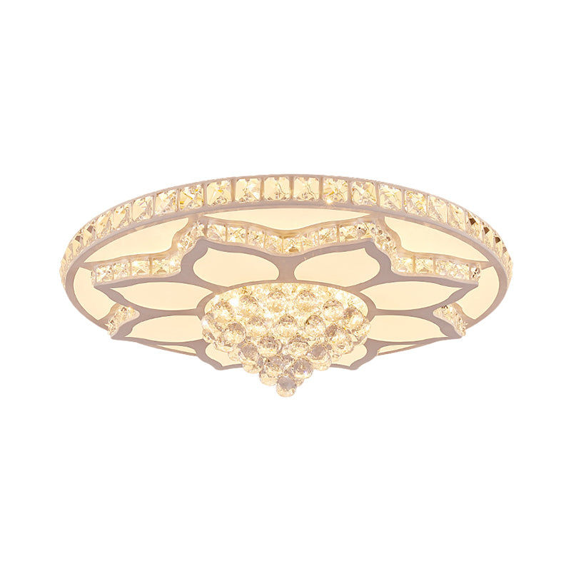 Lotus Crystal Led Flush Mount Ceiling Light - 19.5’/23.5’ Wide Modern Cut Crystals Warm/White