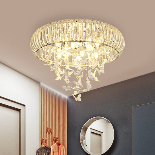 Modern Led Butterfly Flush Mount Ceiling Lamp - Crystal Prism Ring Remote Control Dimming & Multi -