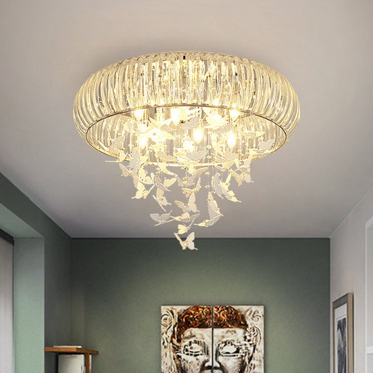 Modern Led Butterfly Flush Mount Ceiling Lamp - Crystal Prism Ring Remote Control Dimming & Multi -