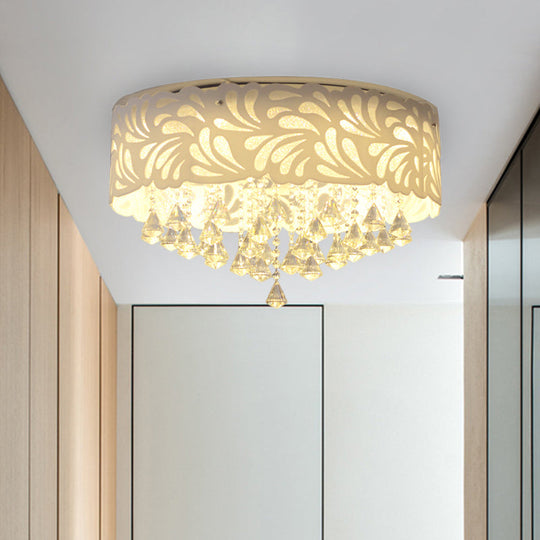 Modern Clear Crystal Flushmount Ceiling Light Fixture - 18/23.5/12.5 Width 8/12-Bulb/Led With Drum