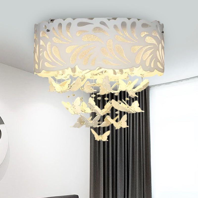 Contemporary Crystal Drop Led Flush Light - White 8/12 Heads 18’/23.5’/12.5’ Wide / 18’