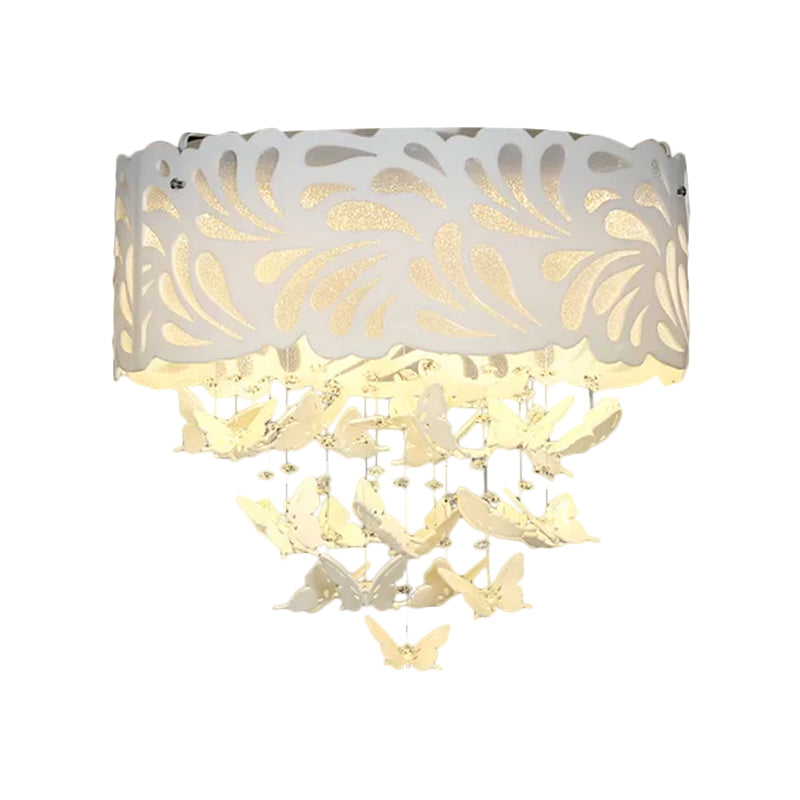 Contemporary Crystal Drop Led Flush Light - White 8/12 Heads 18’/23.5’/12.5’ Wide