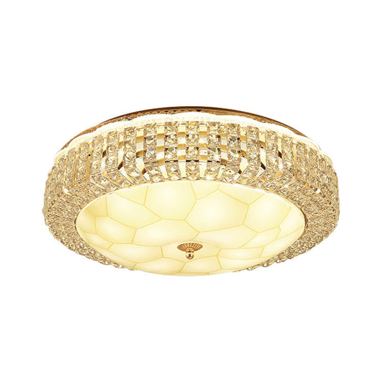 Modern Gold Dome Led Flush - Mount Crystal Light Fixture - Contemporary & Elegant Ceiling Lamp