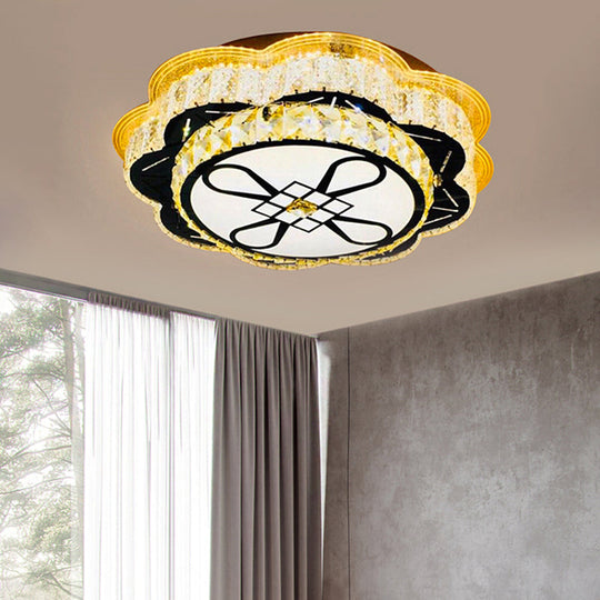 Modern Floral Glass Led Ceiling Flush - Chrome 19.5/23.5 Wide