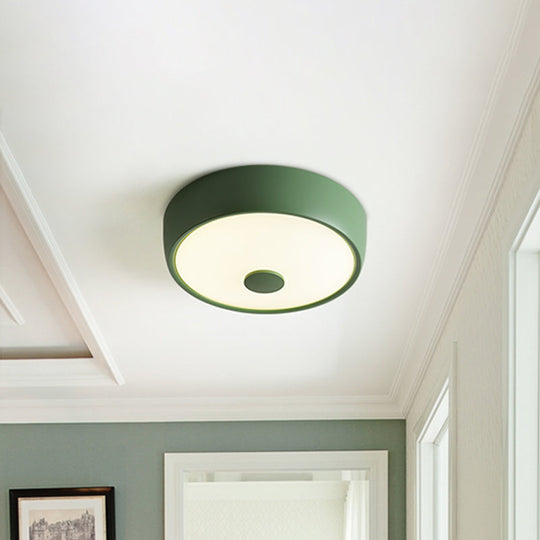 Macaron Drum Ceiling Flush Light In Metal With Led Ideal For Kids Room Available Various Colors