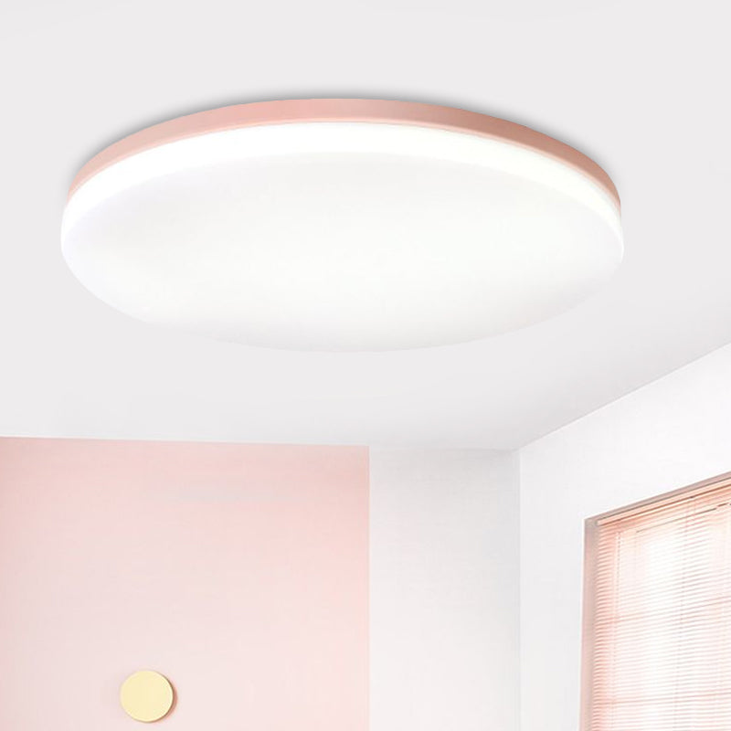 10’/15’/19’ W Macaron Metal Flush Ceiling Lamp In Green Pink White Or Yellow - Indoor Lighting
