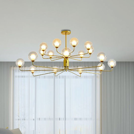 Contemporary 2-Tier Ball Clear Glass Chandelier With Radial Design - 8/12/18 Lights Black/Gold