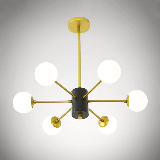 Modernist Milk Glass Chandelier With Burst Design - Gold Finish 6/8/9 Lights Hanging Ceiling Lamp