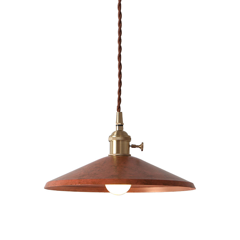 Rustic Saucer Shade Pendant Light With Adjustable Cord In Silver/Red/Blue