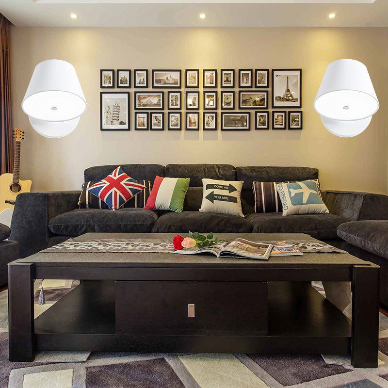 Metal Cone Wall Sconce - 1 Light In White/Warm With Pink Yellow And Black Accents