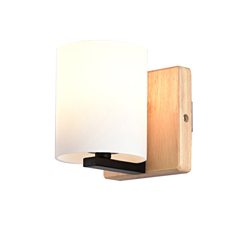 Japanese Style Opal Glass Wall Lamp In White Small Light For Hallway Or Stairway