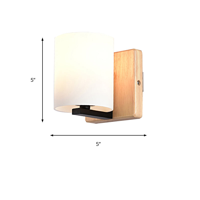 Japanese Style Opal Glass Wall Lamp In White Small Light For Hallway Or Stairway