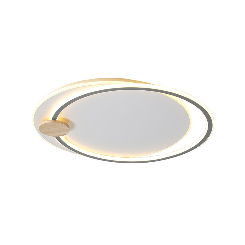 Minimalist Dual Circle Led Ceiling Light In Black/Grey For Warm/White Lighting - 16.5/20.5 Wide
