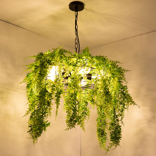 Metal Black Chandelier With Wire Guard - Industrial Pendant Light For Restaurants
