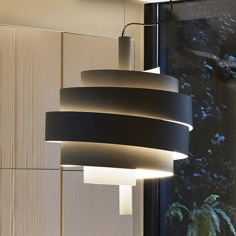 Modern Pink/Green/White Twirling Pendant Lamp - Stylish Metallic Hanging Light Fixture