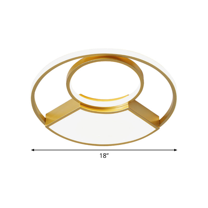 Modern Geometric Acrylic Flush Mount Led Ceiling Light Gold Finish In Warm/White 18/22 Width
