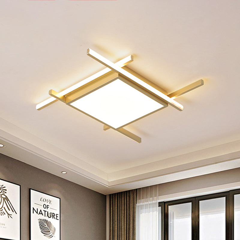 Modern Gold Finish Led Aluminum Square Flush-Mount Light Fixture - 18/23 Wide Warm/White