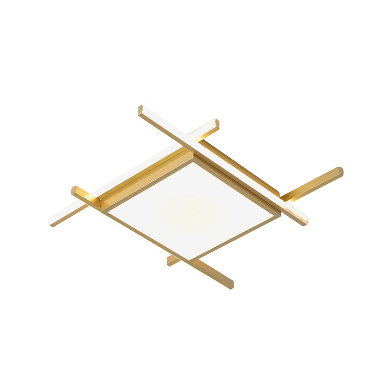 Modern Gold Finish Led Aluminum Square Flush - Mount Light Fixture - 18’/23’ Wide Warm/White