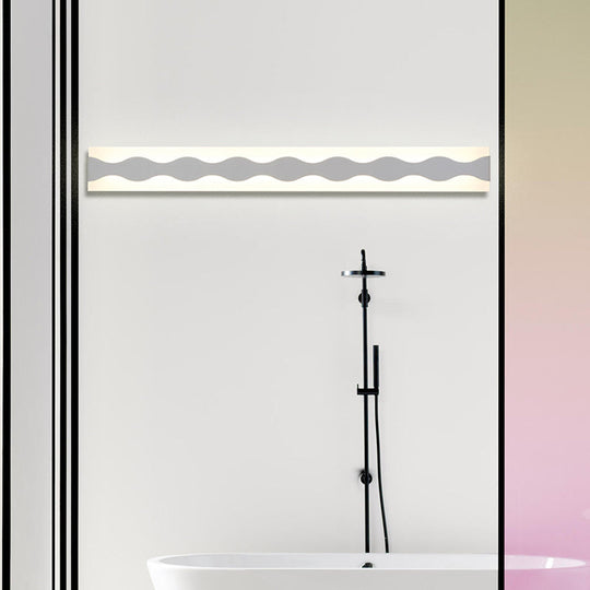 Led Bathroom Vanity Light With Wave Acrylic Shade: 16/19.5 Wide White Wall Sconce In Warm/White / 16
