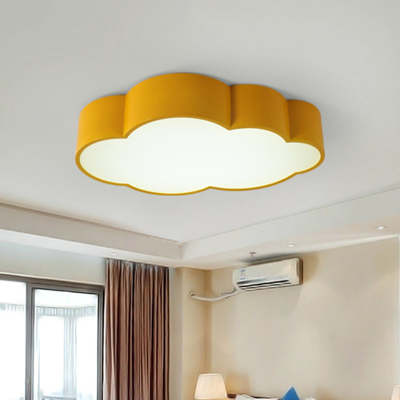 Contemporary Led Cloud Iron Flush Ceiling Light For Kids Bedroom - Yellow/Blue 20.5/24.5 Long Yellow