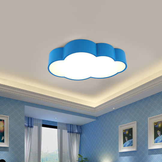 Contemporary Led Cloud Iron Flush Ceiling Light For Kids Bedroom - Yellow/Blue 20.5/24.5 Long